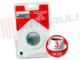 Visualizza i dettagli per GUARNIZIONE + FILTRO 3 TZ. MOKA EXPRESS/DAMA/BREAK Immagine di GUARNIZIONE + FILTRO 3 TZ. MOKA EXPRESS/DAMA/BREAK