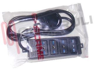 Immagine di PRESA MULTIPLA 4PR. BIVALENTE C/CAVO 2P+T 16A NERA