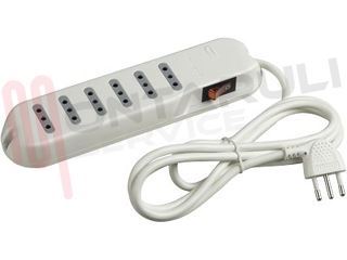 Immagine di PRESA MULTIPLA 6 PRESE 10A C/CAVO+INT. BIANCO