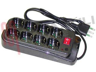 Immagine di PRESA MULTIPLA 8PR. BIV/SCHUKO. C/CAVO+INT+TERMICO 2P+T 16A