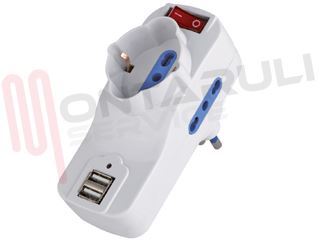 Immagine di PRESA MULTIPLA 1PR. SCHUKO+2PRESE BIVALENTI C/INT 16A + USB