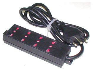 Immagine di PRESA MULTIPLA 4PR. BIVALENTE 10/16A CON CAVO NERA
