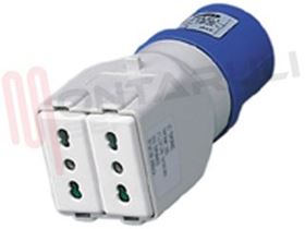 Visualizza i dettagli per ADATTATORE CEE 2P+T 16A A 2 PRESE BIVALENTI Immagine di ADATTATORE CEE 2P+T 16A A 2 PRESE BIVALENTI