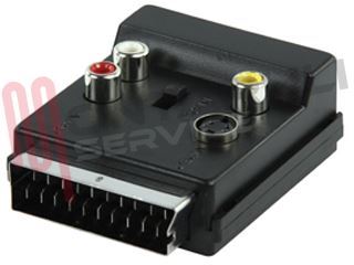 Immagine di ADATTATORE SCART 21 POLI+SWITCH IN-OUT /S-VHS /3 RCA FEMM.
