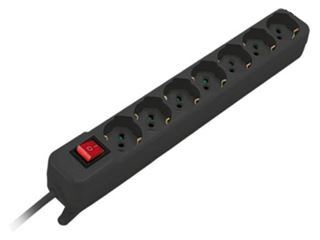 Immagine di PRESA MULTIPLA 7PR. SCUKHO/BIV. C/INT+CAVO 2P+T 16A NERA