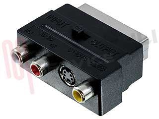Immagine di ADATTATORE SCART 21 POLI+SWITCH IN-OUT /S-VHS /3 RCA FEMM.