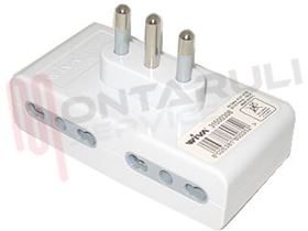 Visualizza i dettagli per ADATTATORE QUADRUPLO PIATTO 4 PRESE 2P+T 16A BIANCO Immagine di ADATTATORE QUADRUPLO PIATTO 4 PRESE 2P+T 16A BIANCO