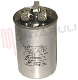 Immagine di CONDENSATORE 20+1,5MF 370/400VAC METALLICO
