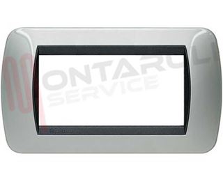 Immagine di PLACCA 4 POSTI IN METALLO ALLUMINIO CHIARO SERIE LIVING INT.