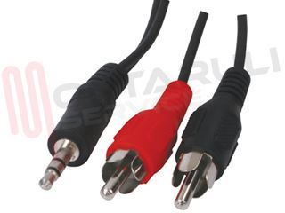 Immagine di CAVO AUDIO 2 RCA MASCHIO / JACK MASCHIO 3,5MM MT.1.5 STEREO