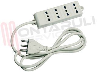 Immagine di PRESA MULTIPLA 4PR. BIVALENTE 16A CON CAVO BIANCA