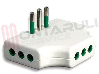 Immagine di ADATTATORE TRIPLO PIATTO 3 PRESE 2P+T 10A BIANCO