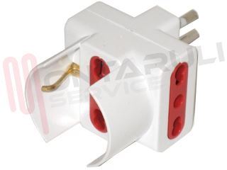 Immagine di ADATTATORE TRIPLO/SCHUKO 10A 2P+T BIANCO