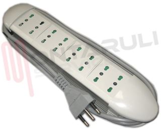 Immagine di PRESA MULTIPLA 8PR. BIVALENTI CON CAVO 3X1MMQ 1,5 MT.