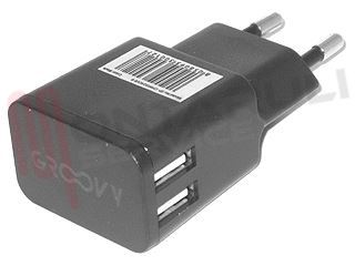 Immagine di CARICATORE NERO DOPPIO USB 2,4A 5V A SPINA