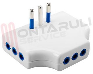 Immagine di ADATTATORE MULTIPLO PIATTO 2P+T 10A BIANCO 3 USCITE
