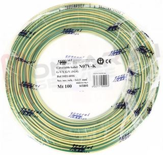 Immagine di CORDINA ANTIFIAMMA FLESSIBILE 1X1,5MMQ GIALLOVERDE CE H07VK