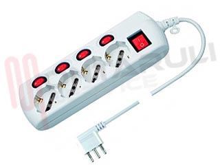 Immagine di PRESA MULTIPLA 4PR. BIVALENTE/SCHUKO + 4INTERRUTTORI