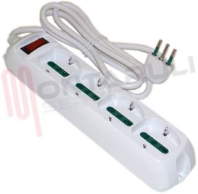 Visualizza i dettagli per PRESA MULTIPLA 4PR. BIVALENTE/SCHUKO + INT. CAVO 1,5MT. Immagine di PRESA MULTIPLA 4PR. BIVALENTE/SCHUKO + INT. CAVO 1,5MT.