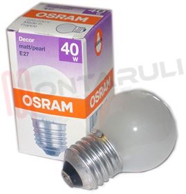 Visualizza i dettagli per LAMPADA SFERA SMERIGLIATA E27 40W 230V Immagine di LAMPADA SFERA SMERIGLIATA E27 40W 230V