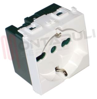 Immagine di PRESA BIVALENTE 2P+T 16A SCHUKO BIANCA SERIE PLANA