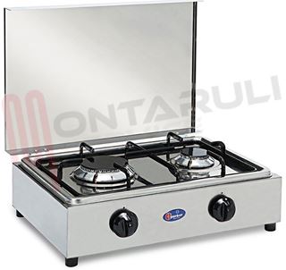 Immagine di FORNELLO 2 FUOCHI INOX PIANO ESTRAIB.VALV. METANO