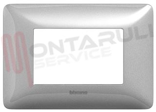 Immagine di PLACCA 3 POSTI PLASTICA SILVER SERIE MATIX BOMBATA