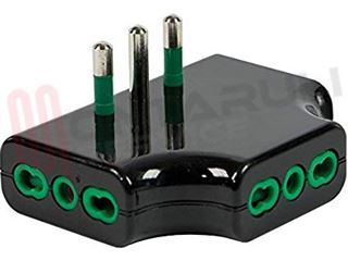 Immagine di ADATTATORE TRIPLO PIATTO 3 PRESE 2P+T 16A NERO