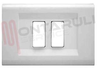 Immagine di PLACCA 2 POSTI CENTRALI ABS BIANCA SERIE CLICK
