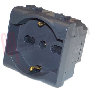 Immagine di PRESA 2P+T 16A BIVALENTE SCHUKO NERA SERIE CHORUS