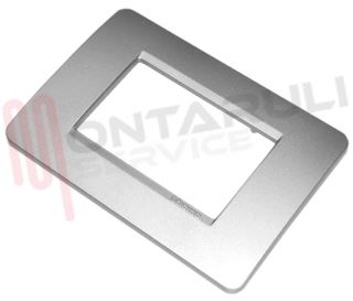Immagine di PLACCA 3 POSTI PLASTICA SILVER SERIE MATIX