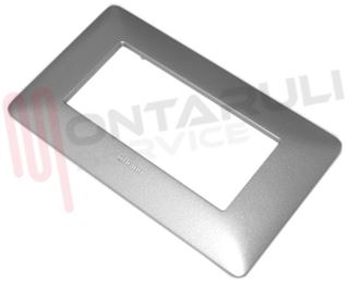 Immagine di PLACCA 4 POSTI PLASTICA SILVER SERIE MATIX