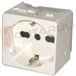 Immagine di PRESA BIVALENTE + UNEL 2P+T 16A BIANCA SERIE SYSTEM
