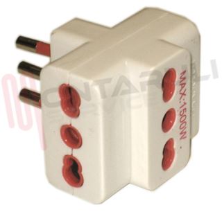 Immagine di ADATTATORE TRIPLO 10A 2P+T BIANCO