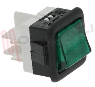 Immagine di INTERRUTTORE BIPOLARE 16A TASTO QUADRATO LUMINOSO VERDE