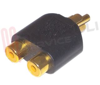 Immagine di ADATTATORE AUDIO 1 RCA MASCHIO / 2 RCA FEMMINA DORATO