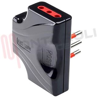 Immagine di ADATTATORE TRIPLO PIATTO 3 PRESE 2P+T 10A NERO