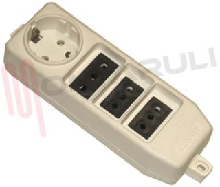 Immagine di PRESA MULTIPLA 4PR. SCHUKO+16A+2X10A BIANCA S/CAVO