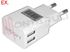 Immagine di CARICATORE BIANCO DOPPIO USB 2,4A 5V A SPINA