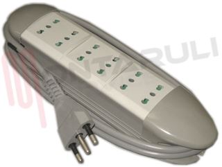 Immagine di PRESA MULTIPLA 6PR. BIVALENTI CON CAVO 3X1MMQ 1,5 MT.