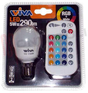 Immagine di LAMPADA SFERA SATINATA LED E14 5W 230V RGB C/TELECOMANDO