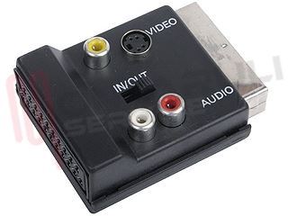 Immagine di ADATTATORE SCART 21 POLI+SWITCH IN-OUT /S-VHS /3 RCA FEMM.