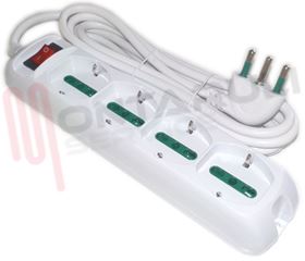 Visualizza i dettagli per PRESA MULTIPLA 4PR. BIVALENTE/SCHUKO + INT. CAVO 3MT. Immagine di PRESA MULTIPLA 4PR. BIVALENTE/SCHUKO + INT. CAVO 3MT.