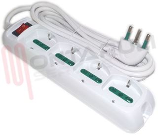 Immagine di PRESA MULTIPLA 4PR. BIVALENTE/SCHUKO + INT. CAVO 3MT.