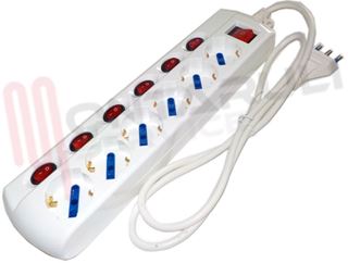 Immagine di PRESA MULTIPLA 6PR. BIVALENTE/SCHUKO + 7INTERRUTTORI