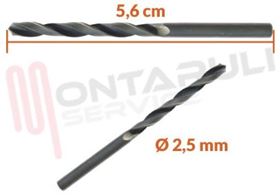 Visualizza i dettagli per PUNTA PER METALLO HSS-G DIN 338 Ø 2,5 L 57 MM. Immagine di PUNTA PER METALLO HSS-G DIN 338 Ø 2,5 L 57 MM.