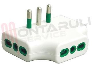 Immagine di ADATTATORE TRIPLO PIATTO 3 PRESE 2P+T 16A BIANCO
