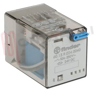 Immagine di RELE' 3 SCAMBI 10A 24V DC C/TASTO+IND. MECC. FINDER