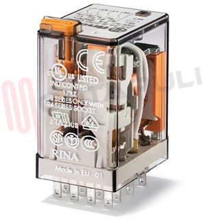 Immagine di MINIRELE' 4 SCAMBI 7A 12VAC C/TASTO PROVA + LED