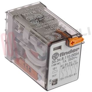 Immagine di MINIRELE' 4 SCAMBI 7A 110VAC C/TASTO PROVA+LED+IND. FINDER